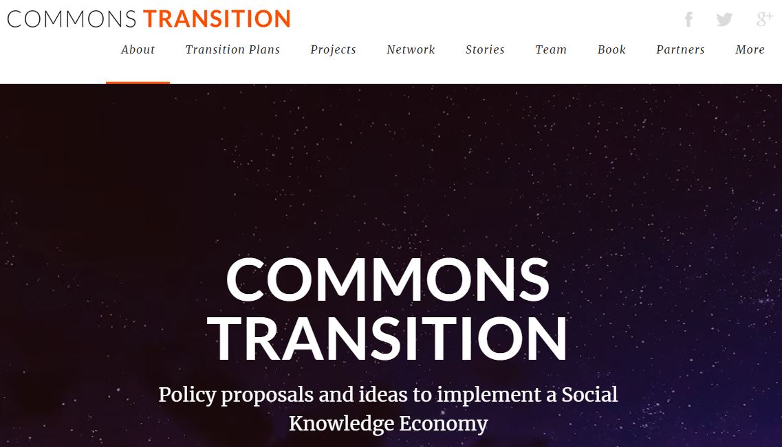 Screenshot of Commons Transition homepage