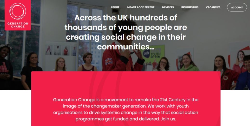 Screenshot of Generation Change homepage