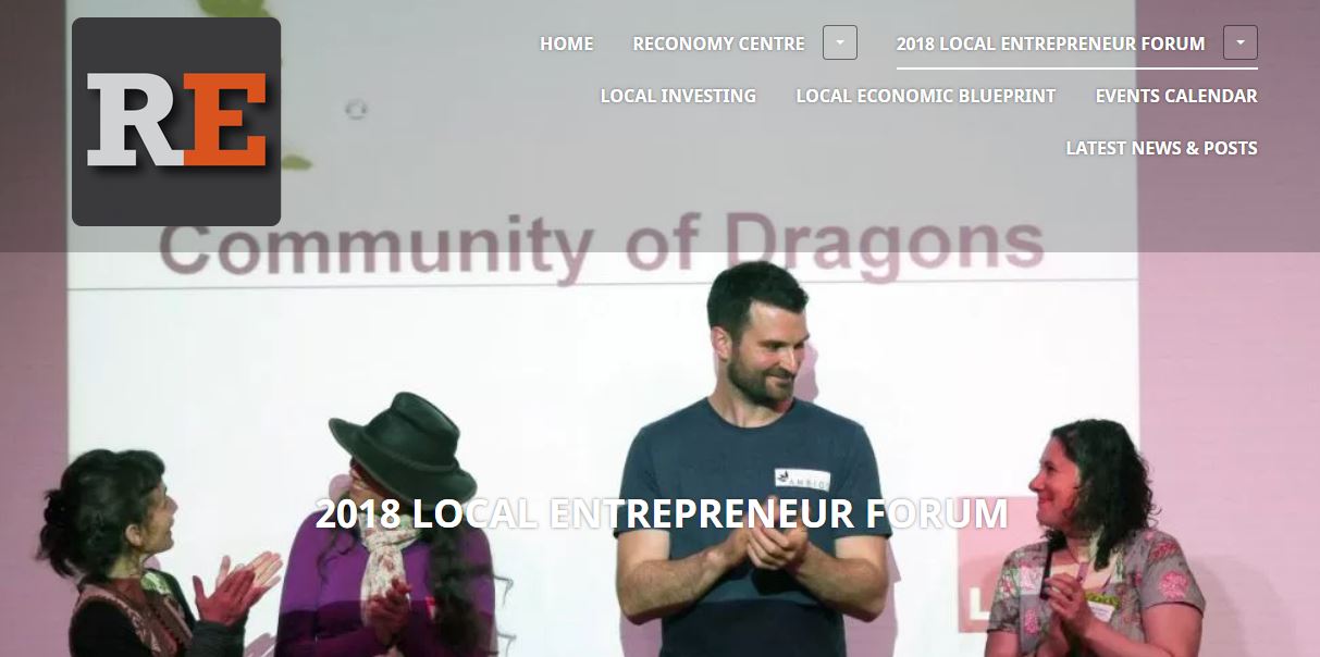 Screenshot of Totnes Local Entrepreneur Forum web page
