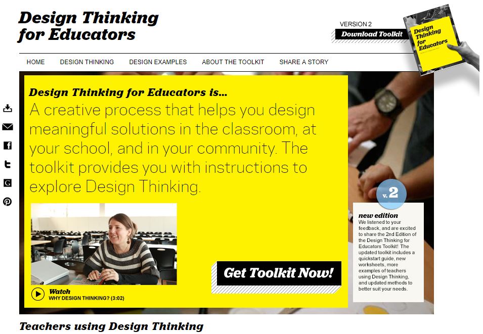 Screenshot of Design Thinking for Educators homepage