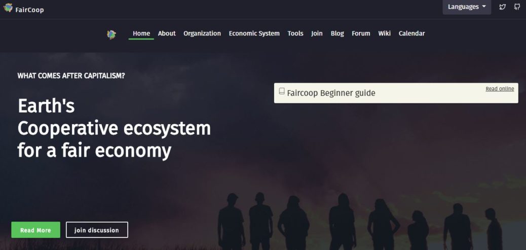 Screenshot of FairCoop homepage