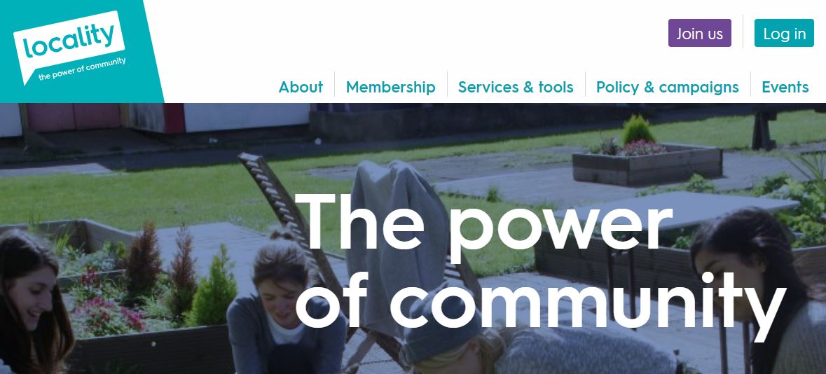 Screenshot of Locality homepage