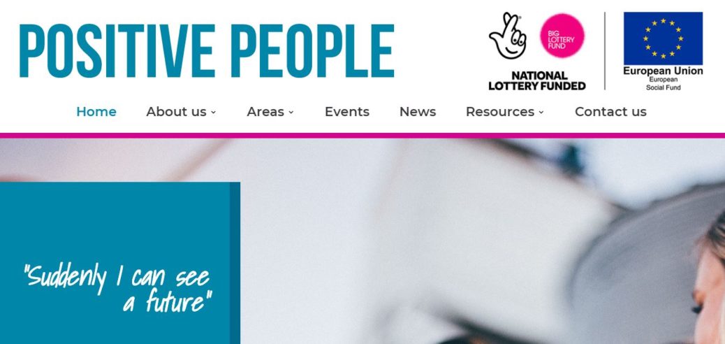 Screenshot of Positive People homepage