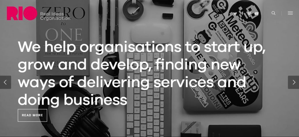 Screenshot of RIO Real Ideas Organisation homepage