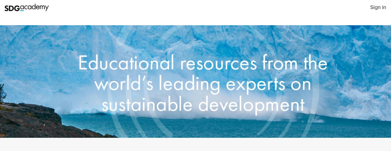 Screenshot of SDG Academy homepage