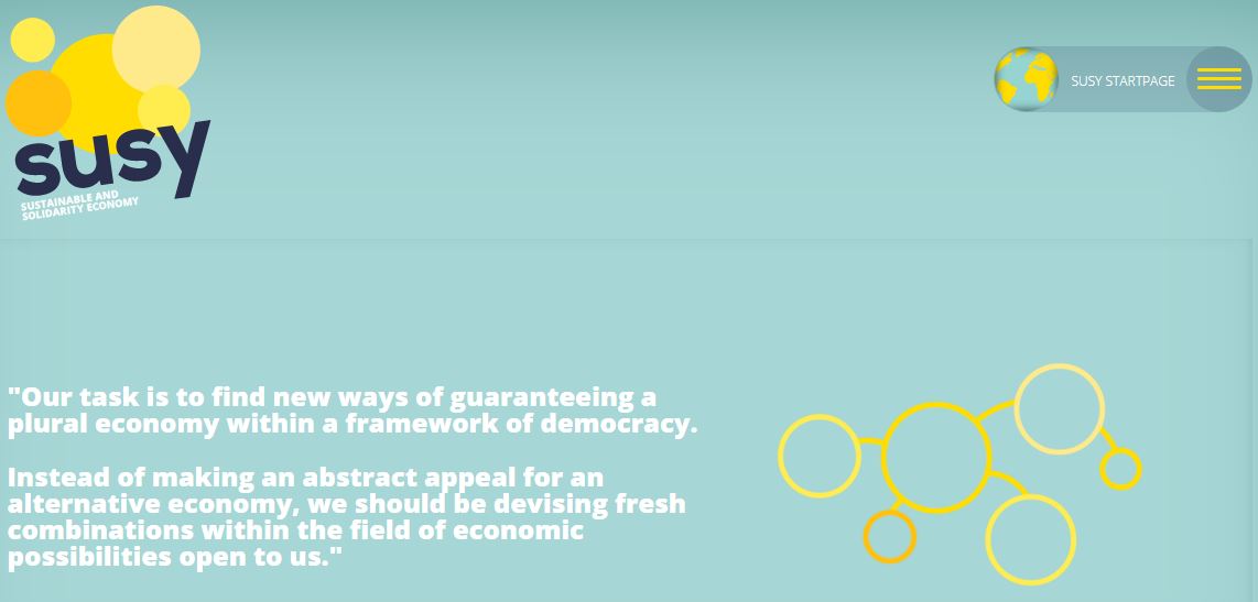 Screenshot of Sustainable and Solidarity Economy homepage
