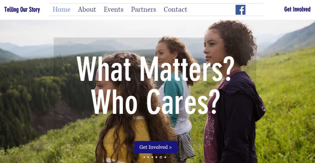 Screenshot of Telling Our Story homepage