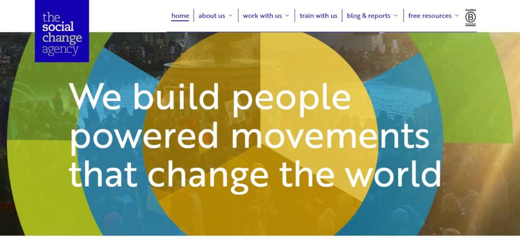 Screenshot of The Social Change Agency homepage