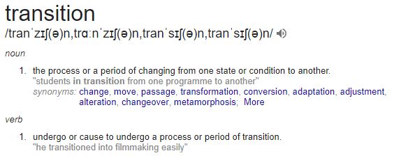 Definition of the word 'Transition'
